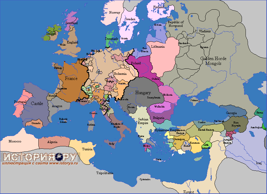 Хронология Европы в картах, 1350 год